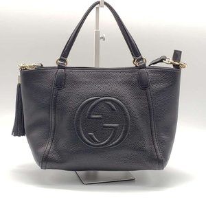 100% Authentic Gucci GG Soho Black Leather Shoulder Bag
